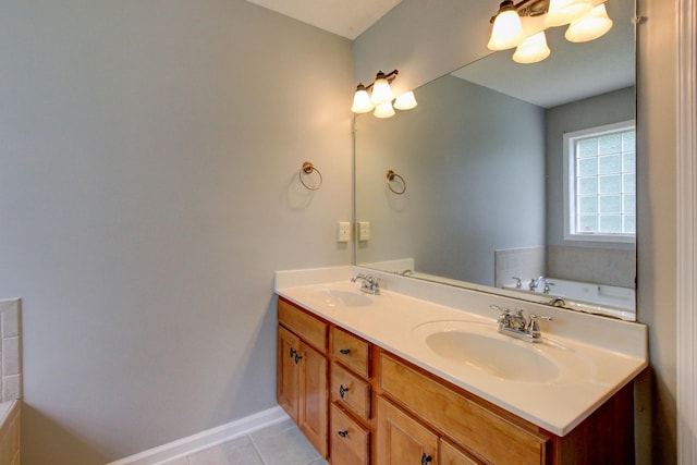 4425 Taylor Hall Ln, Adams, TN 37010 - bathroom with double vanity, a garden tub, and tile patterned flooring