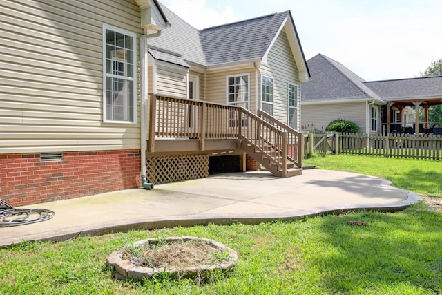 4425 Taylor Hall Ln, Adams, TN 37010 - rear view of property featuring a patio area, a shingled roof, crawl space, and a wooden deck