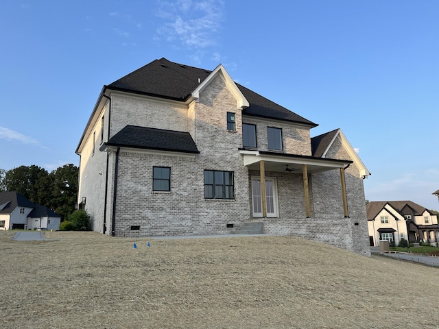 133 Scarsdale Dr S, Hendersonville, TN 37075 - back of house featuring brick siding, a ceiling fan, crawl space, and a shingled roof