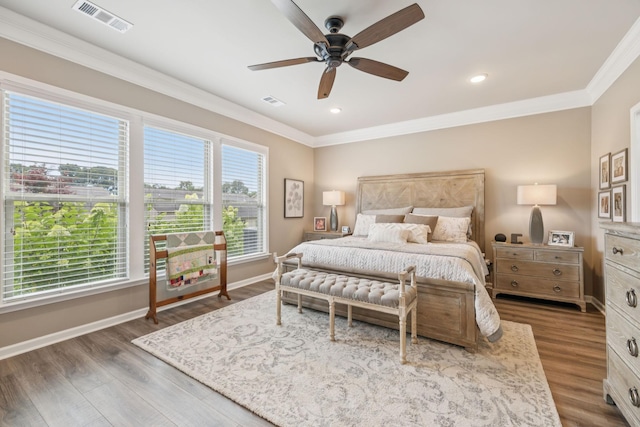 679 Overton Way, Spring Hill, TN 37174 - bedroom with crown molding, wood finished floors, ceiling fan, and recessed lighting