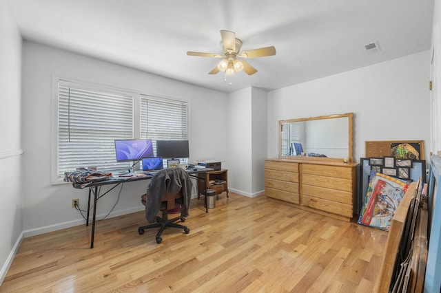 3899 Sadlersville Rd, Adams, TN 37010 - home office featuring light wood-style floors and a ceiling fan