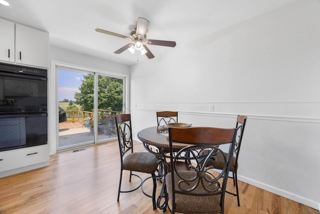 3899 Sadlersville Rd, Adams, TN 37010 - dining room featuring a ceiling fan and light wood-style floors