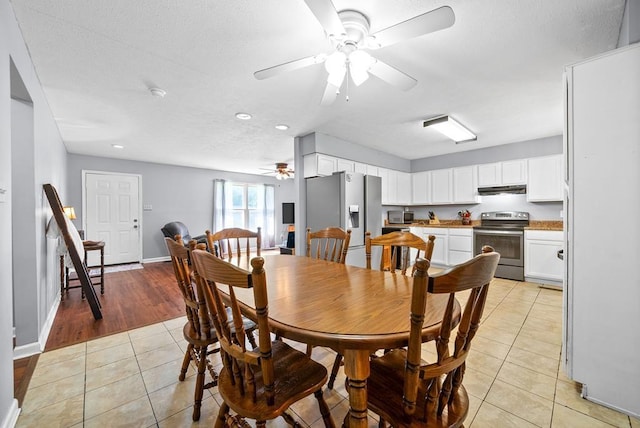 705 Pineridge Dr, Hopkinsville, KY 42240 - dining area featuring light tile patterned floors, a ceiling fan, and recessed lighting