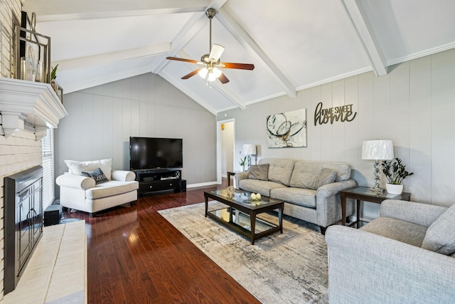 9505 Inavale Ln, Brentwood, TN 37027 - living area featuring wood finished floors, ceiling fan, and a fireplace