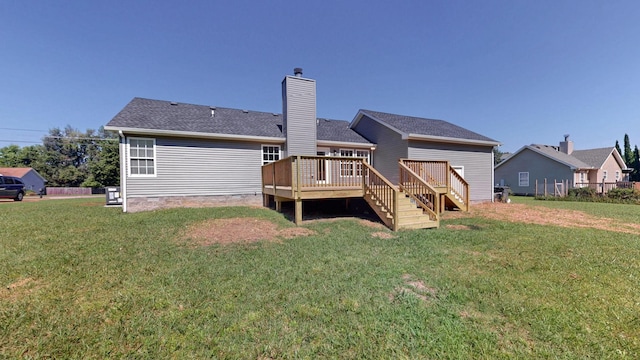 7313 Horn Tavern Ct, Fairview, TN 37062 - back of house with a deck, a yard, a chimney, and crawl space