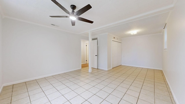 2104 W Richmond Hill Dr, Nashville, TN 37207 - unfurnished room with ceiling fan, crown molding, and light tile patterned floors