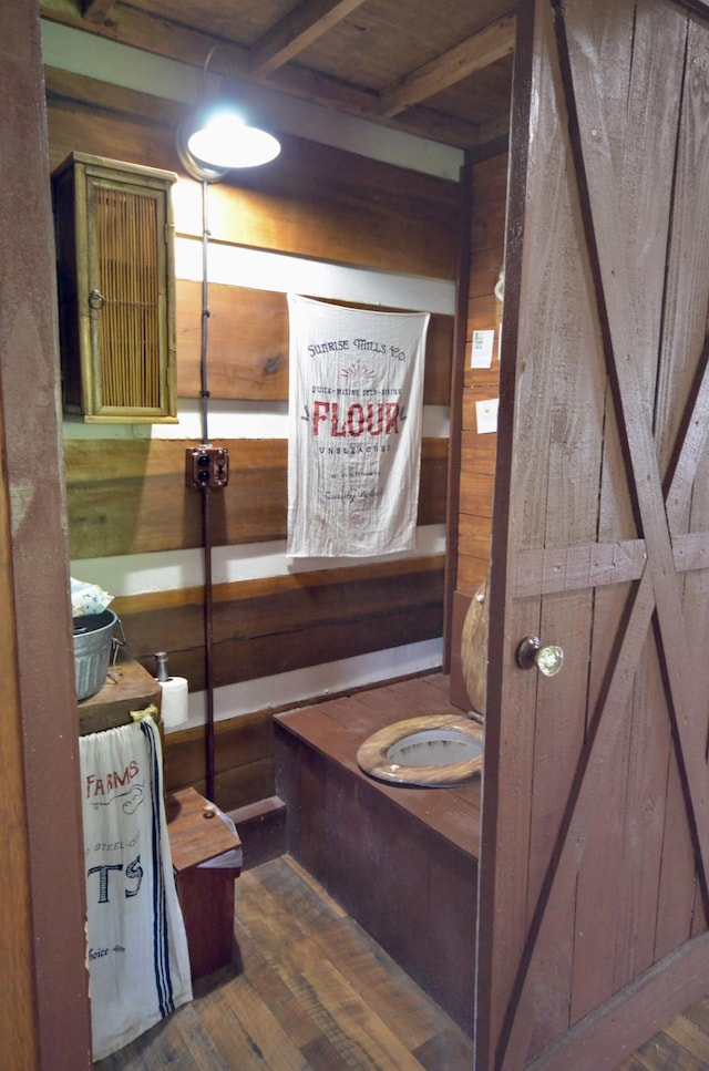 1355 Westfield Rd, Dickson, TN 37055 - bathroom with wood finished floors and wooden walls