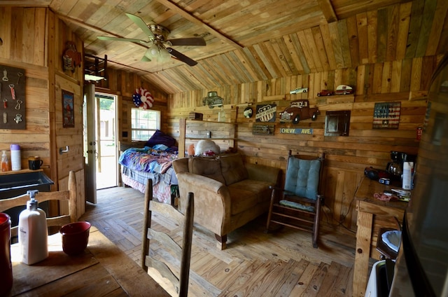 1355 Westfield Rd, Dickson, TN 37055 - bedroom with wood walls, vaulted ceiling, wood ceiling, and hardwood / wood-style floors