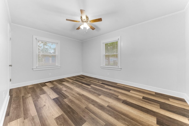 1200 Mill St, Pulaski, TN 38478 - spare room with dark wood-style floors, ornamental molding, and ceiling fan