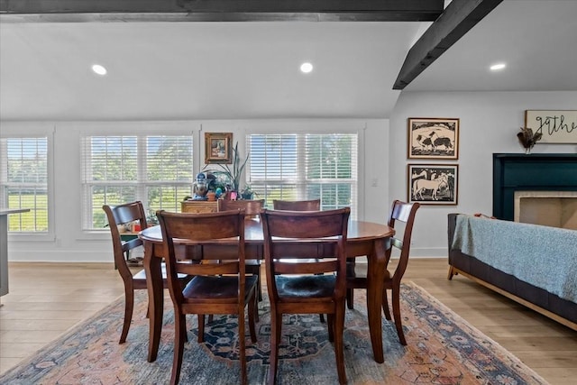 1030 Upper Creek Rd, Vanleer, TN 37181 - dining room featuring light wood-style floors, recessed lighting, and beamed ceiling