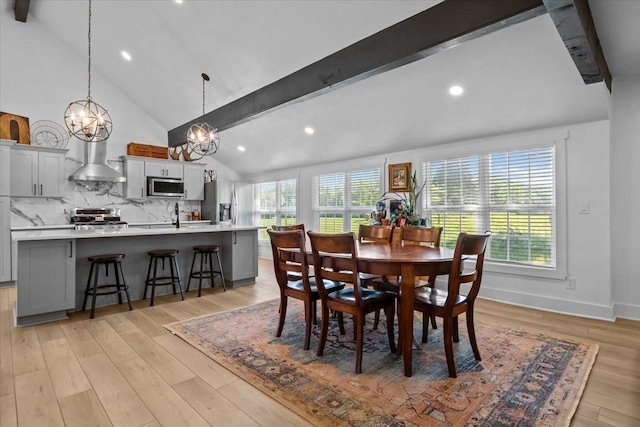 1030 Upper Creek Rd, Vanleer, TN 37181 - dining room with a chandelier, healthy amount of natural light, light wood-style flooring, and recessed lighting