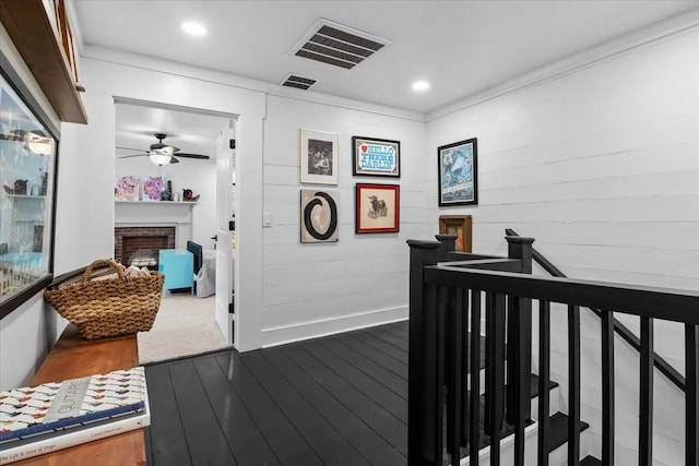 1030 Upper Creek Rd, Vanleer, TN 37181 - corridor featuring dark wood-style flooring, an upstairs landing, and recessed lighting