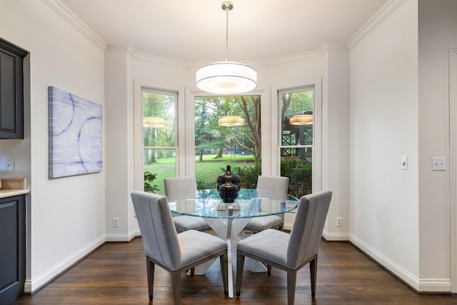 7075 Willowick Dr, Brentwood, TN 37027 - dining room with dark wood-style flooring and crown molding