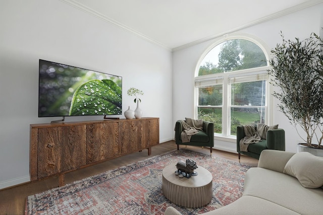 7075 Willowick Dr, Brentwood, TN 37027 - living area featuring wood finished floors and ornamental molding