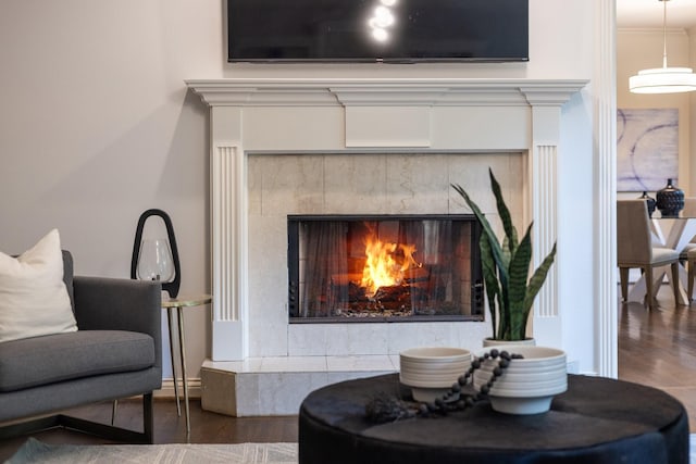 7075 Willowick Dr, Brentwood, TN 37027 - detailed view of wood finished floors and a fireplace