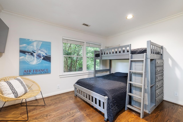 7075 Willowick Dr, Brentwood, TN 37027 - bedroom with ornamental molding, wood finished floors, and recessed lighting