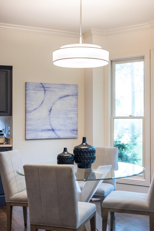 7075 Willowick Dr, Brentwood, TN 37027 - dining space with crown molding and wood finished floors