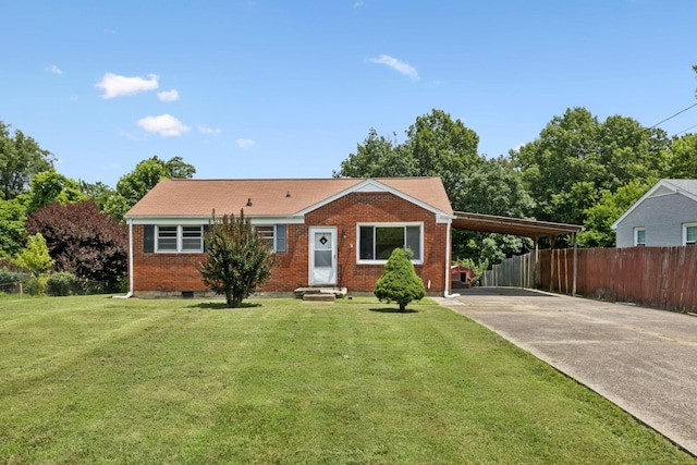 1421 Lakeview Rd, Clarksville, TN 37040 - ranch-style house with concrete driveway, brick siding, and a carport