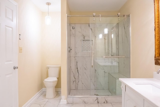 745 Contraband Ln, Cookeville, TN 38501 - bathroom featuring a marble finish shower, marble finish flooring, and vanity