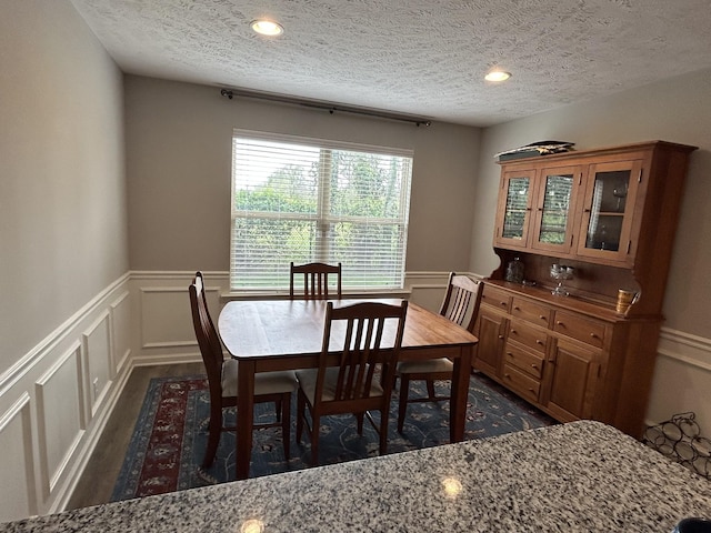 4437 Sunday Silence Way, Murfreesboro, TN 37128 - dining room featuring a decorative wall, a wainscoted wall, dark wood-style flooring, and a textured ceiling