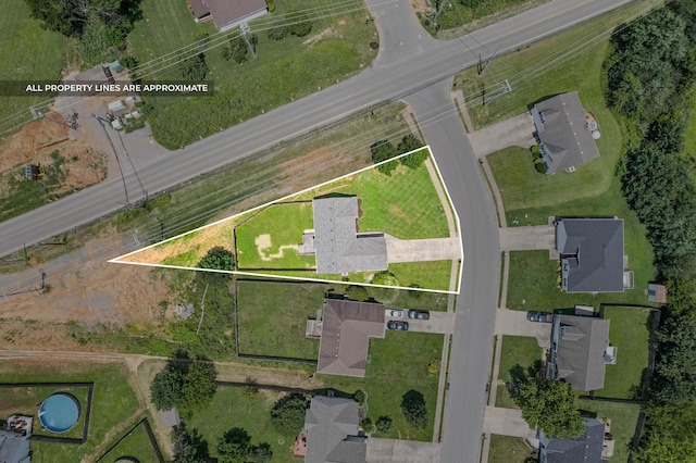 3798 Bret Dr, Clarksville, TN 37040 - aerial perspective of suburban area featuring property boundaries highlighted