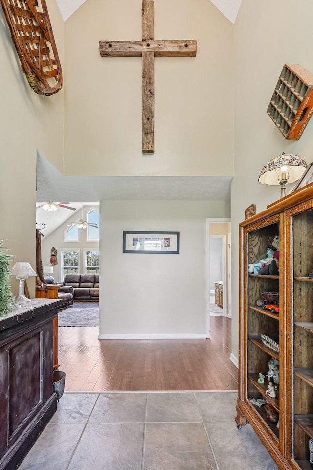 4505 Polaris Dr, Chapel Hill, TN 37034 - hall featuring high vaulted ceiling and wood finished floors