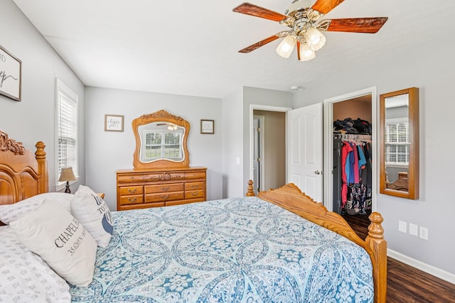 4505 Polaris Dr, Chapel Hill, TN 37034 - bedroom with wood finished floors, ceiling fan, a spacious closet, and a closet