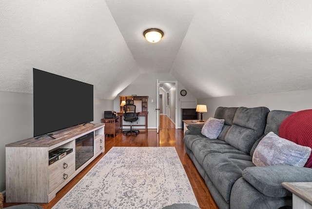 915 Rocky Hollow Rd, Erin, TN 37061 - living room with dark wood finished floors and lofted ceiling