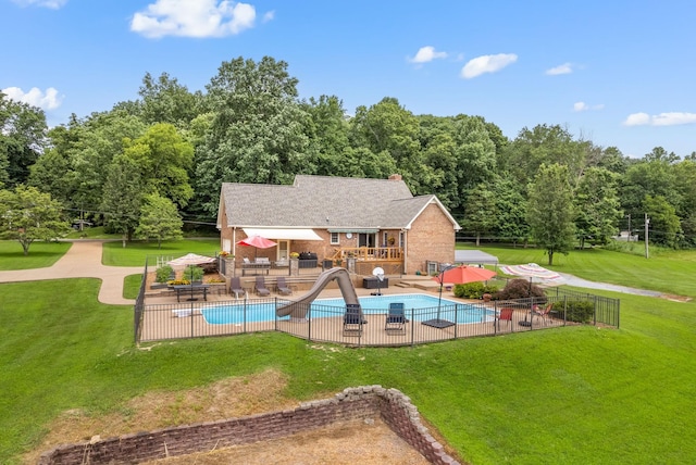 915 Rocky Hollow Rd, Erin, TN 37061 - view of pool featuring a patio and a water slide