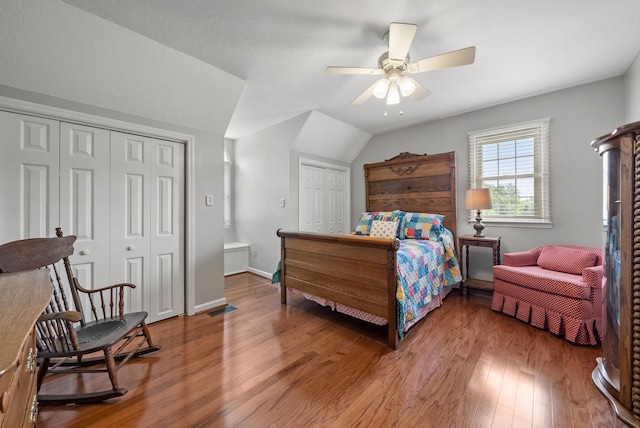 915 Rocky Hollow Rd, Erin, TN 37061 - bedroom featuring wood finished floors, a ceiling fan, and lofted ceiling