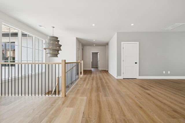 6315 Callie Ln, Brentwood, TN 37027 - hall featuring light wood-style flooring, an upstairs landing, recessed lighting, and a chandelier