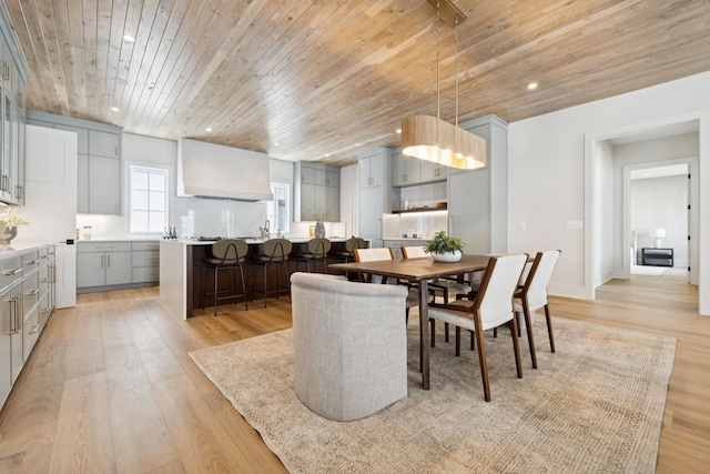 6315 Callie Ln, Brentwood, TN 37027 - dining area with wood ceiling, light wood-style flooring, and recessed lighting