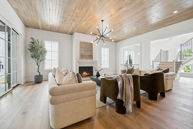 6315 Callie Ln, Brentwood, TN 37027 - living area featuring plenty of natural light, wooden ceiling, stairway, wood finished floors, and recessed lighting