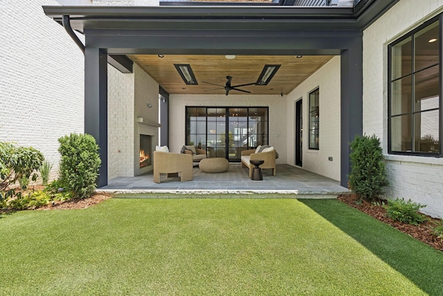 6315 Callie Ln, Brentwood, TN 37027 - view of patio featuring a ceiling fan and an outdoor living space with a fireplace