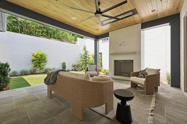 6315 Callie Ln, Brentwood, TN 37027 - view of patio featuring a ceiling fan and an outdoor living space with a fireplace