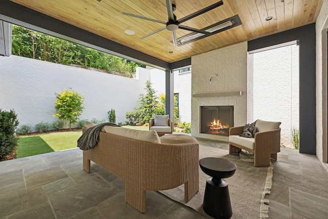 6315 Callie Ln, Brentwood, TN 37027 - view of patio with a ceiling fan and an outdoor living space with a fireplace