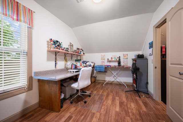 116 Sherrolyn Ct, Burns, TN 37029 - home office featuring wood finished floors, lofted ceiling, and plenty of natural light