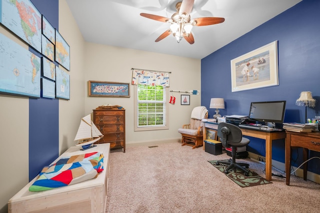 116 Sherrolyn Ct, Burns, TN 37029 - office area featuring carpet flooring and ceiling fan