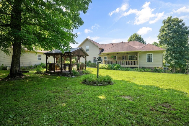 116 Sherrolyn Ct, Burns, TN 37029 - back of house with a gazebo, a ceiling fan, and a lawn