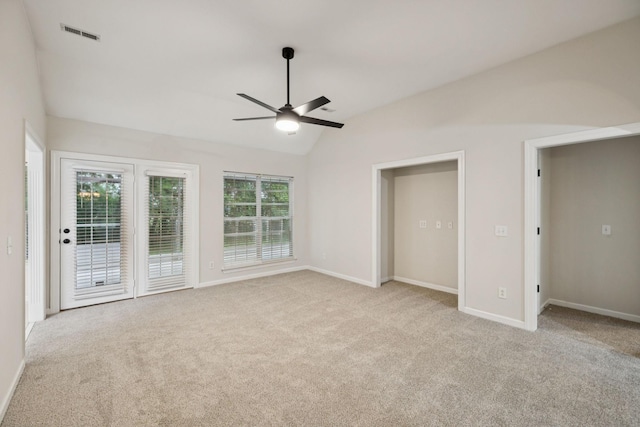 3455 Esquire Dr, Murfreesboro, TN 37130 - unfurnished bedroom with lofted ceiling, access to outside, carpet floors, and ceiling fan