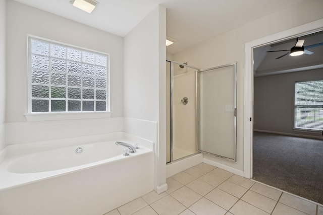 3455 Esquire Dr, Murfreesboro, TN 37130 - bathroom with tile patterned floors, a garden tub, and a shower stall
