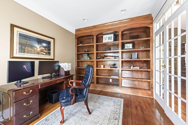 9732 Turnbridge Ct, Brentwood, TN 37027 - office space with wood finished floors, french doors, and recessed lighting