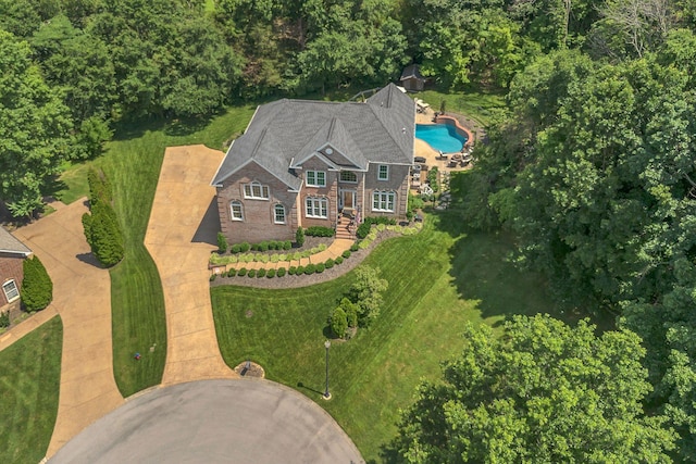 9732 Turnbridge Ct, Brentwood, TN 37027 - view from above of property featuring a pool