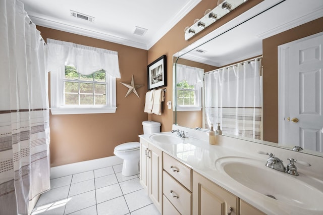 9732 Turnbridge Ct, Brentwood, TN 37027 - full bath with double vanity, tile patterned floors, and crown molding