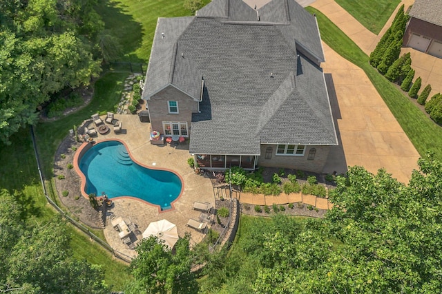 9732 Turnbridge Ct, Brentwood, TN 37027 - aerial view of property and surrounding area with a pool