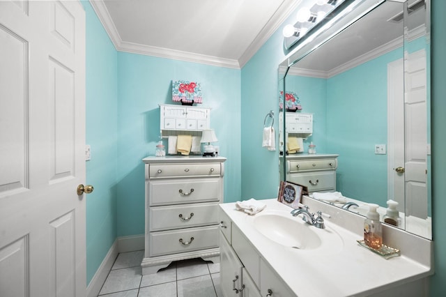 9732 Turnbridge Ct, Brentwood, TN 37027 - bathroom with vanity, tile patterned floors, and crown molding
