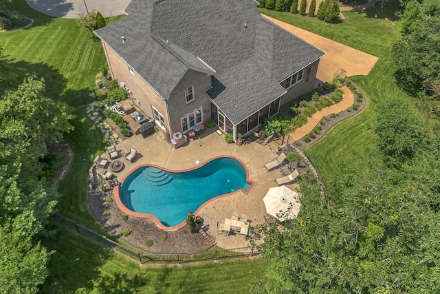 9732 Turnbridge Ct, Brentwood, TN 37027 - aerial view of property and surrounding area with a pool