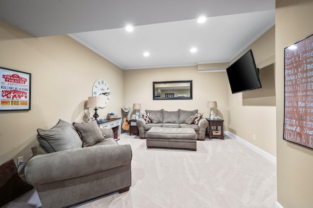 9732 Turnbridge Ct, Brentwood, TN 37027 - carpeted living room with crown molding and recessed lighting