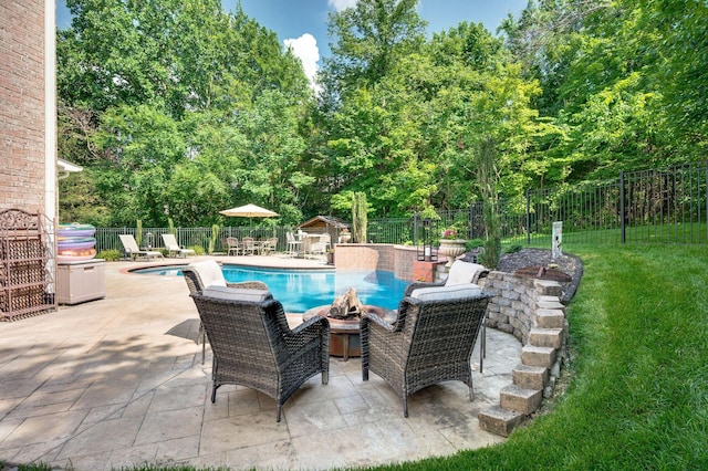 9732 Turnbridge Ct, Brentwood, TN 37027 - view of pool with a fire pit, a fenced backyard, and a patio area