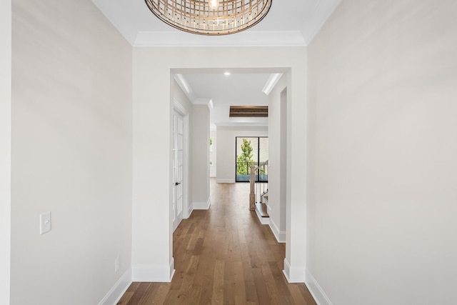 7428 Leelee Dr, Franklin, TN 37064 - hall featuring ornamental molding and wood finished floors